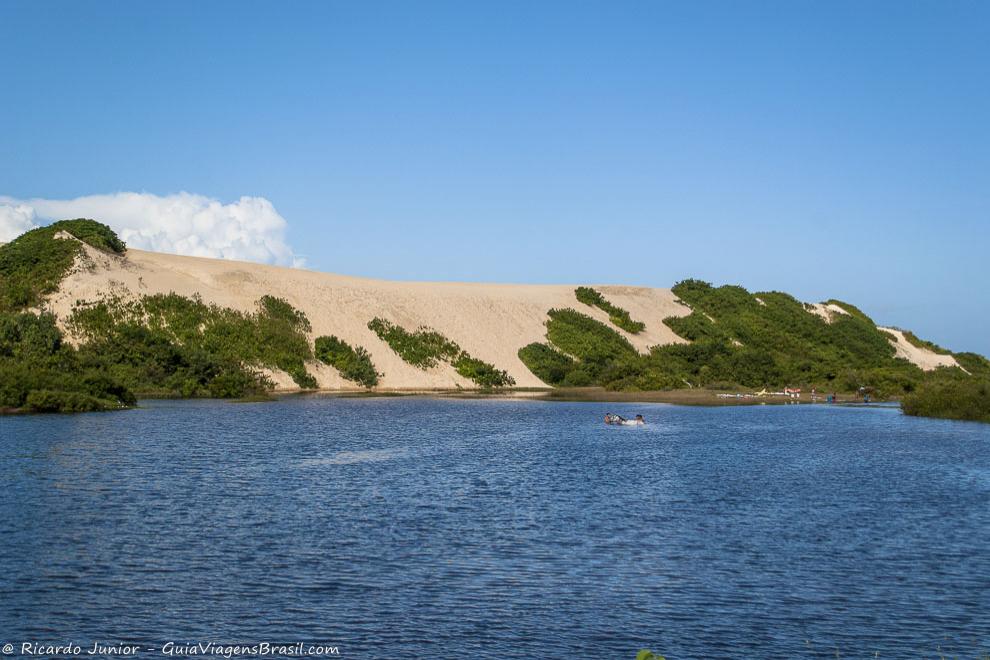 Imagem das águas azuis da Lagoa de Genipabu.