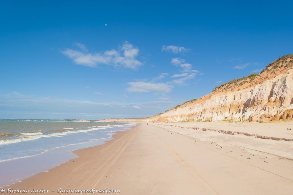 Imagem das águas calmas da Praia Canoa Quebrada.