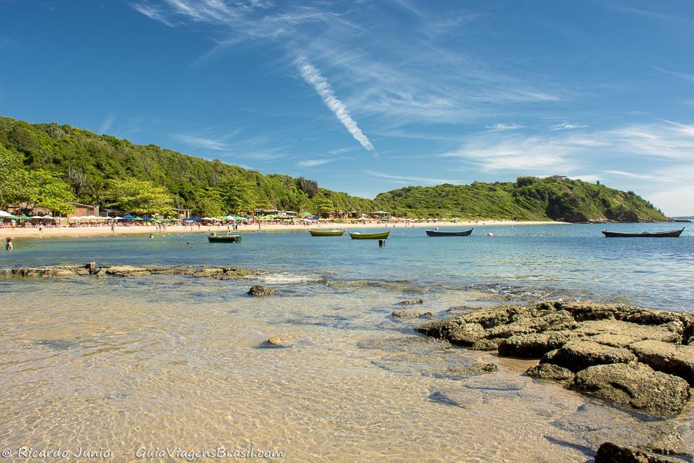 Imagem das águas cristalinas da Praia da Tartaruga.