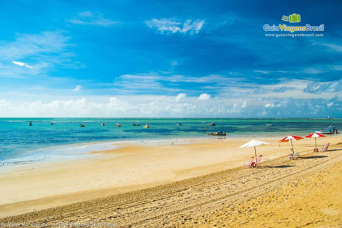 Imagem de vários barcos no lindo mar azul.