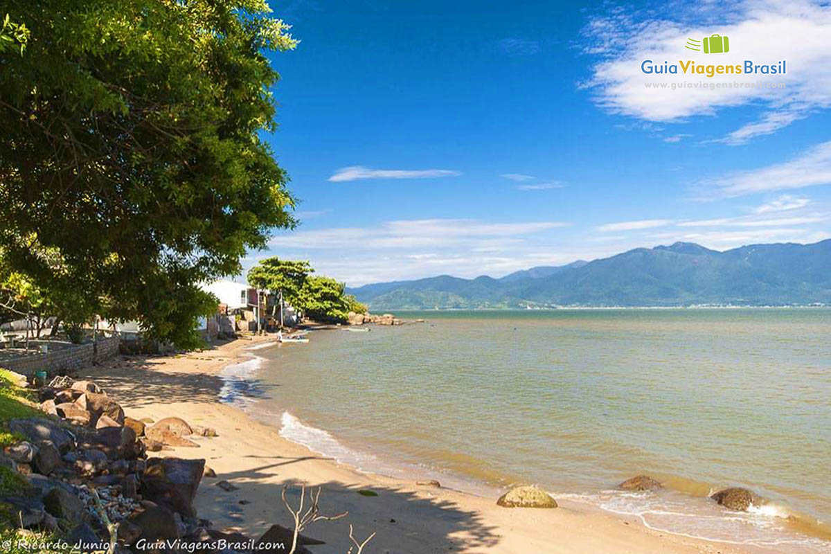 Imagem de pequena Praia Ribeirão da Ilha.