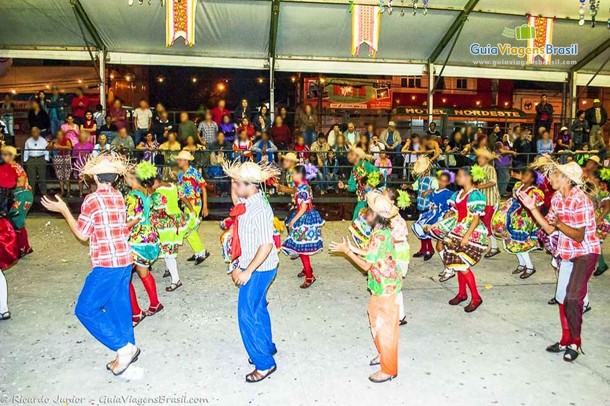 Imagem das crianças dançando e fazendo a festa.