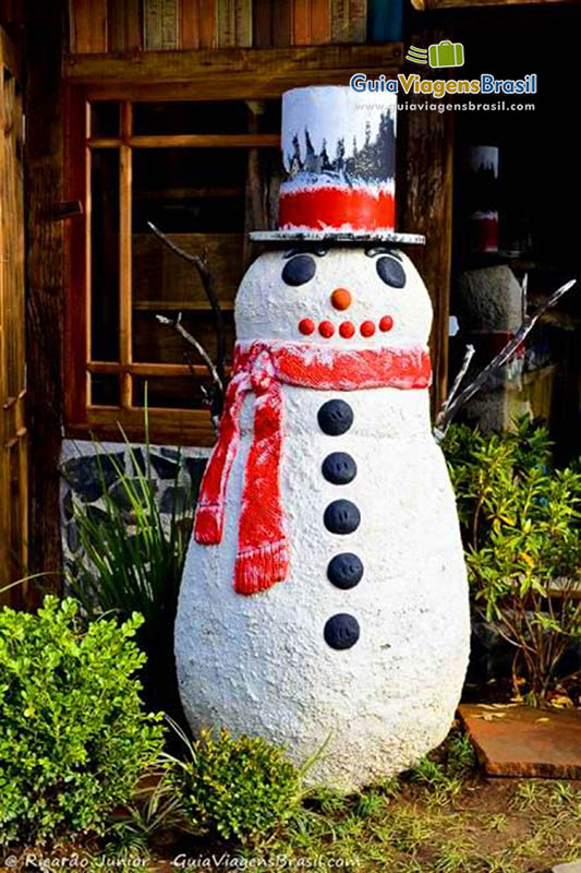 Imagem do boneco de neve na chegada da cascata.