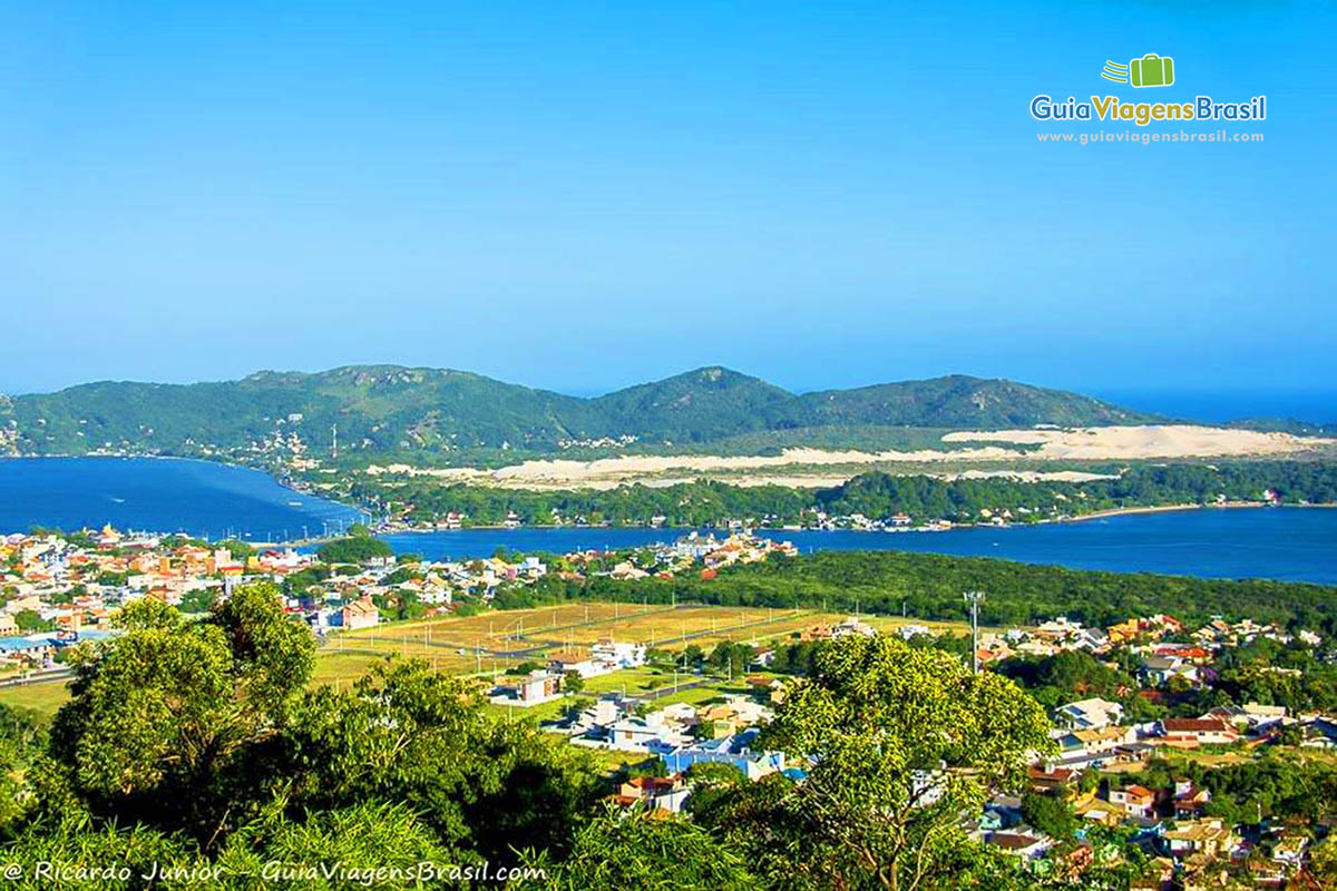 Imagem do alto da Lagoa da Conceição.