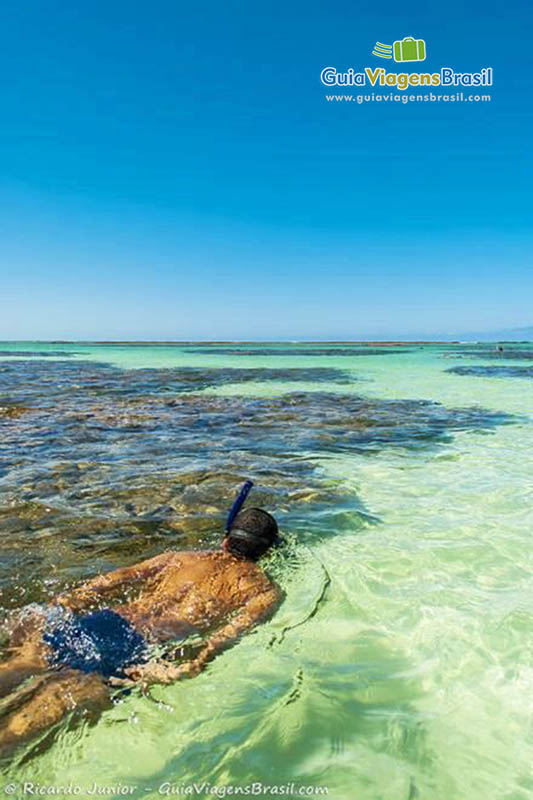 Imagem de mergulho nas águas límpidas da piscina natural em Maragogi.