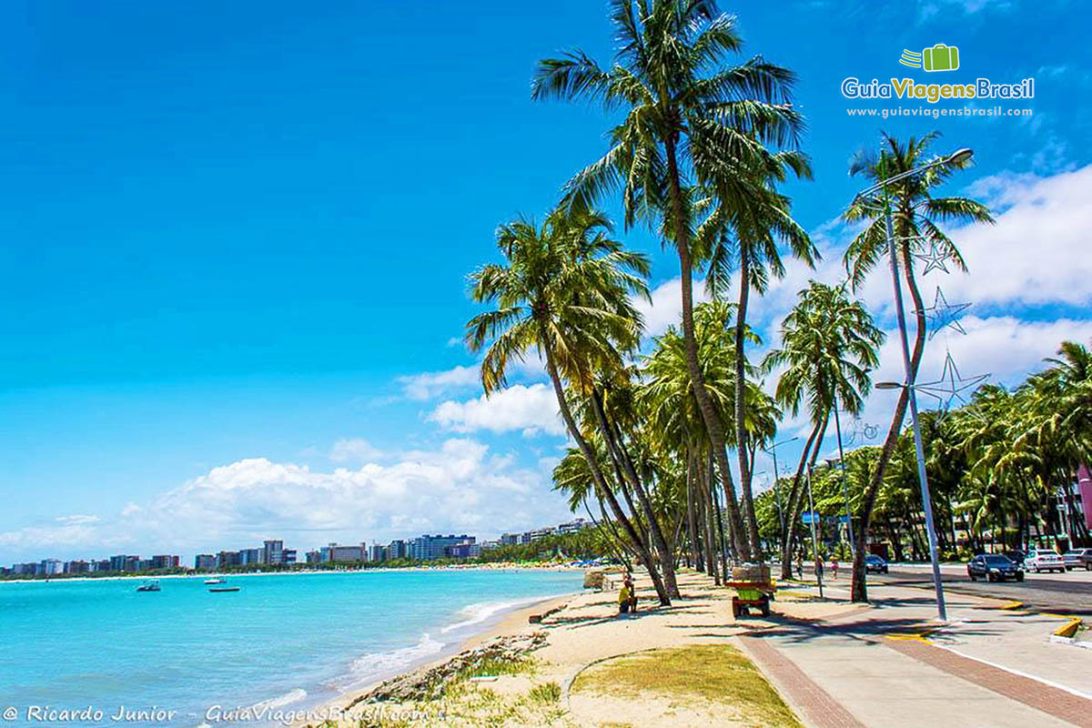 Imagem magnífica, tom de azul do mar e do céu, em Maceió, Alagoas, Brasil. 