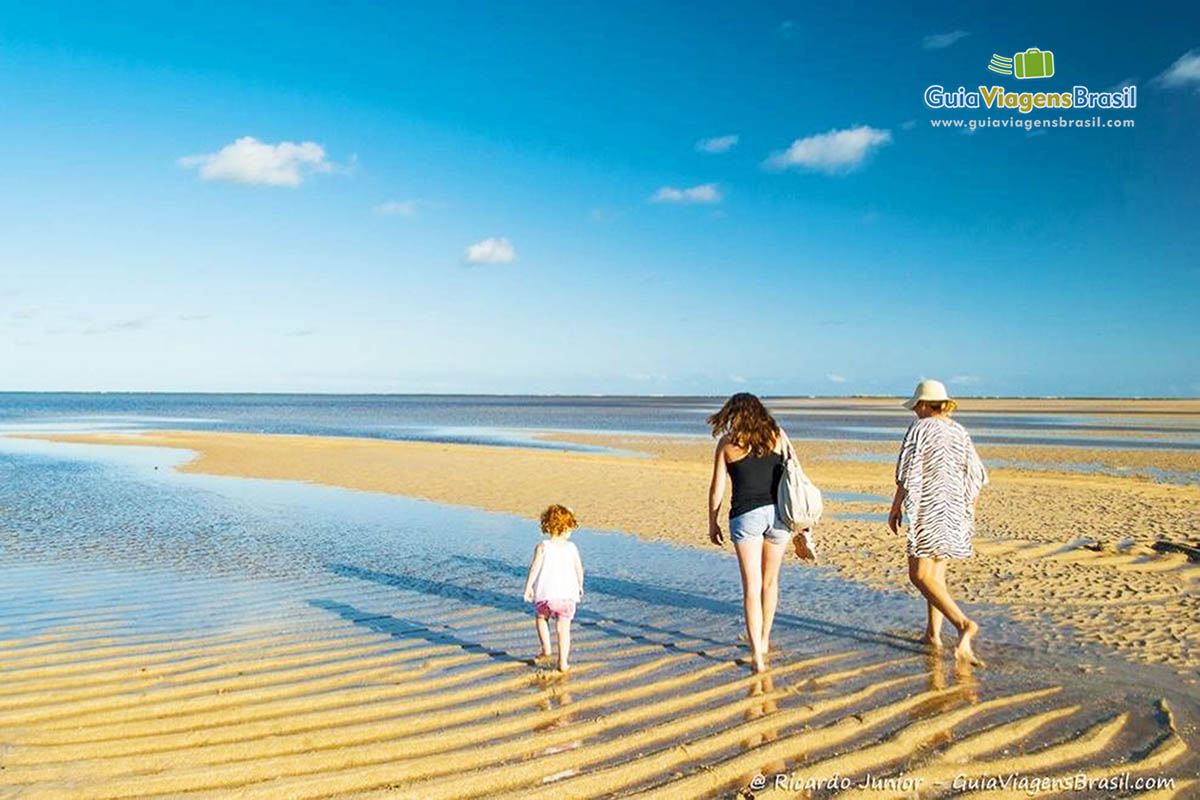 Imagem de pessoas caminhando na praia de Tatuamunha em Alagoas
