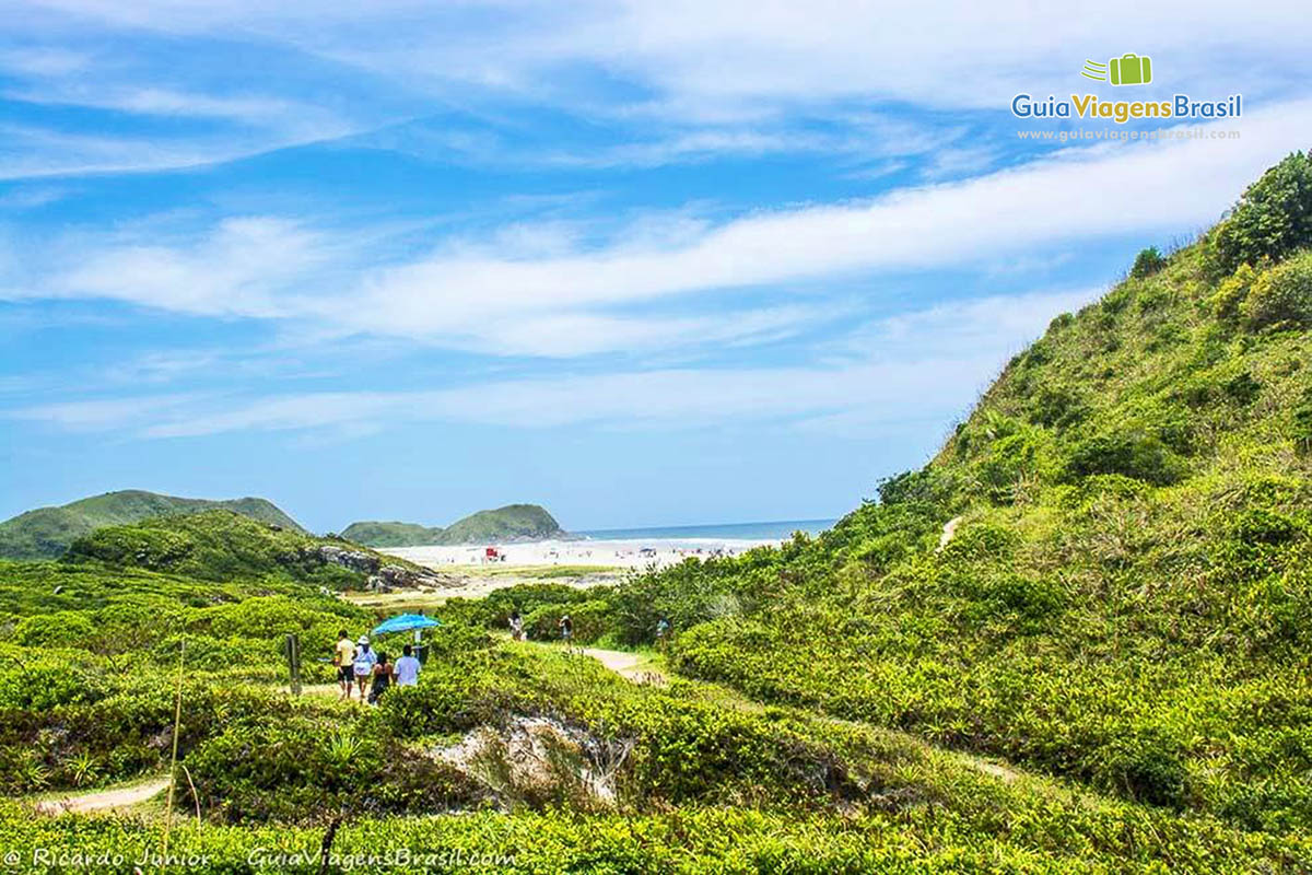 Imagem do fim da trilha para a Praia Mar de Fora das Encantadas, na Ilha do Mel, Paraná, Brasil.