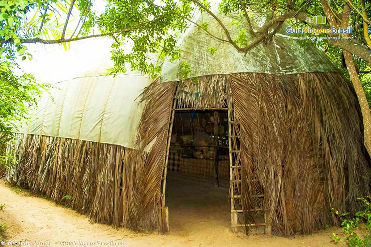 Imagem de uma oca, que eram as casas dos índios.