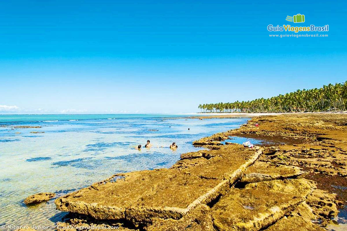 Imagem de pessoas curtindo um lindo dia na praia.