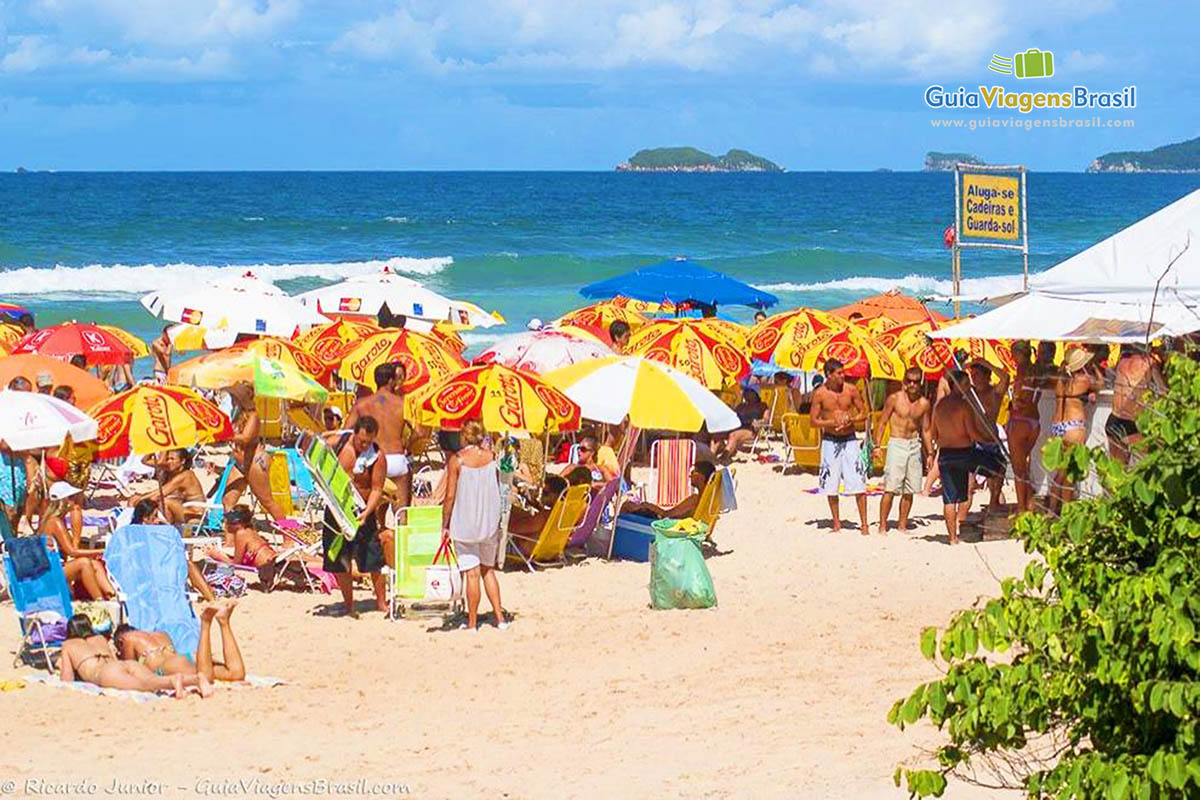 Imagem de turistas na Praia Brava.
