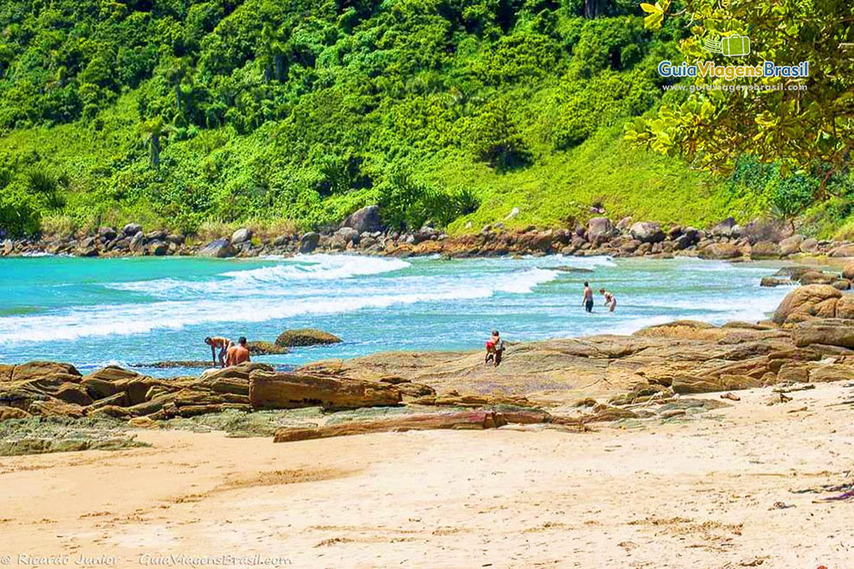 Imagem do mar e do verde da Praia Retiro dos Padres.