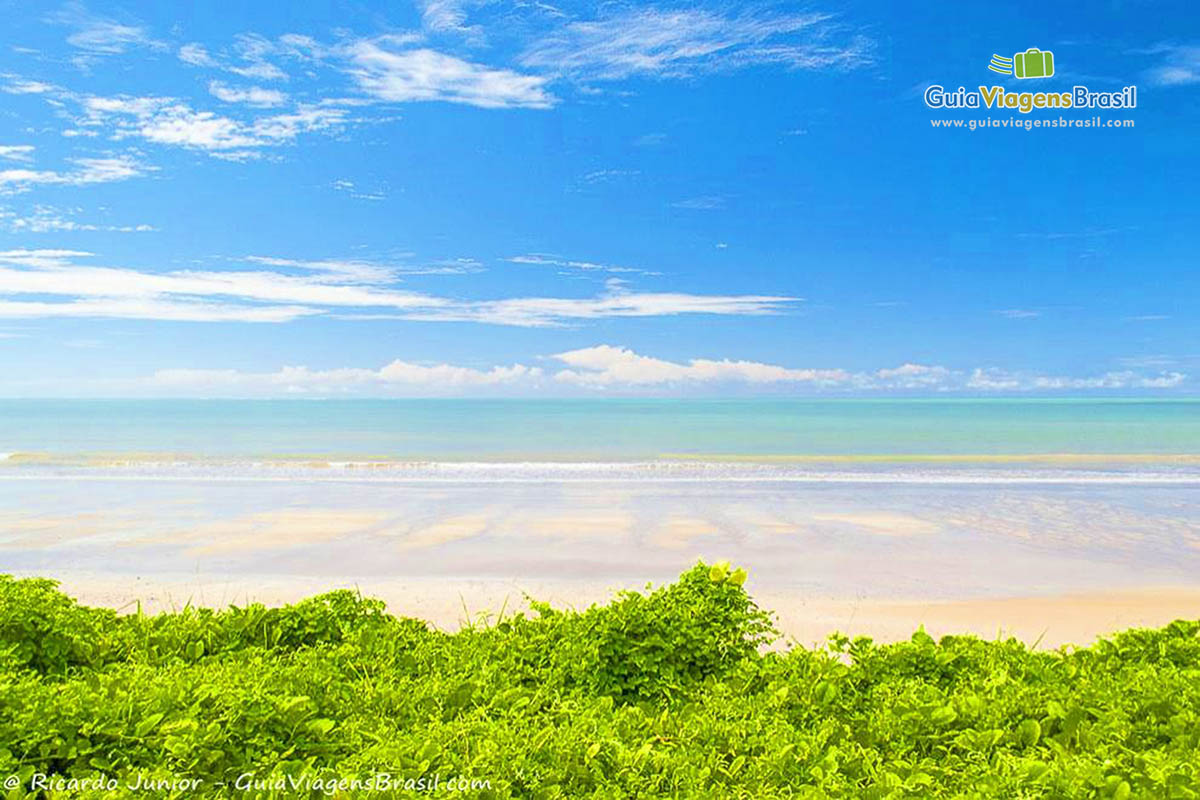 Imagem das águas esverdeadas da praia, em João Pessoa.